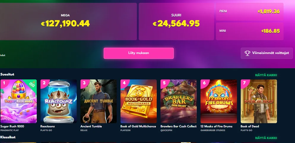 Voita jättipotti Raketti Casinolla