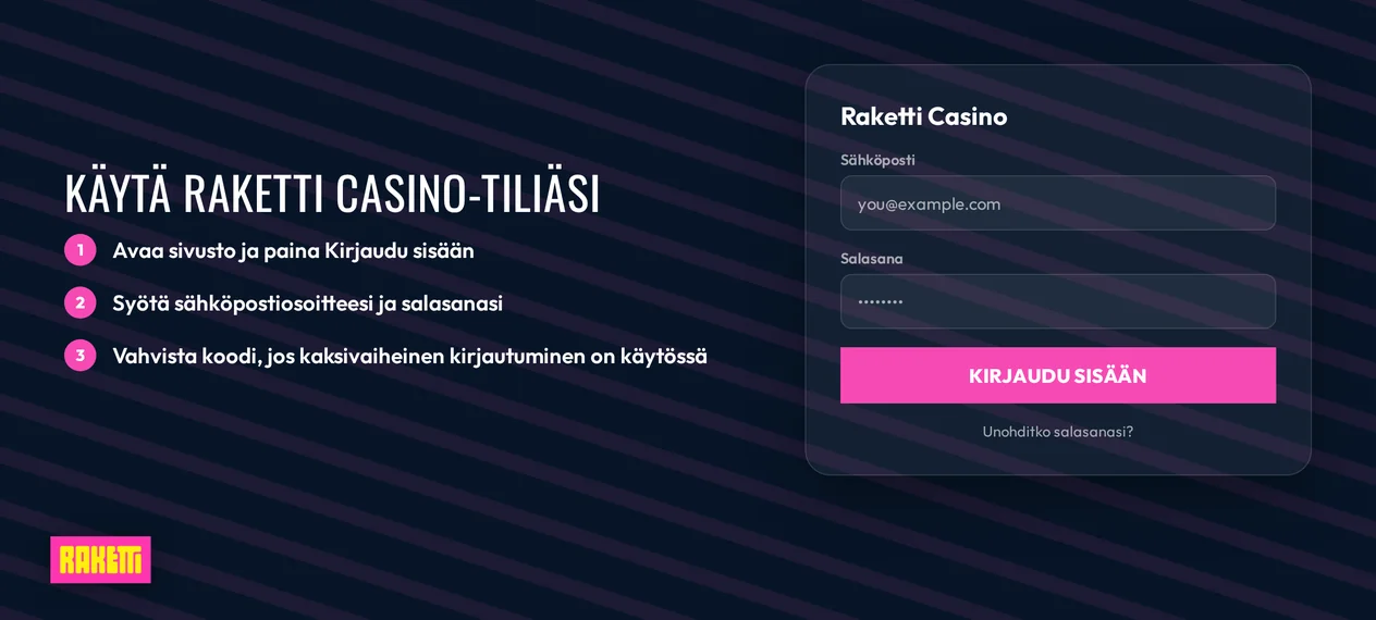 Syötä kirjautumistiedot lomakkeelle.